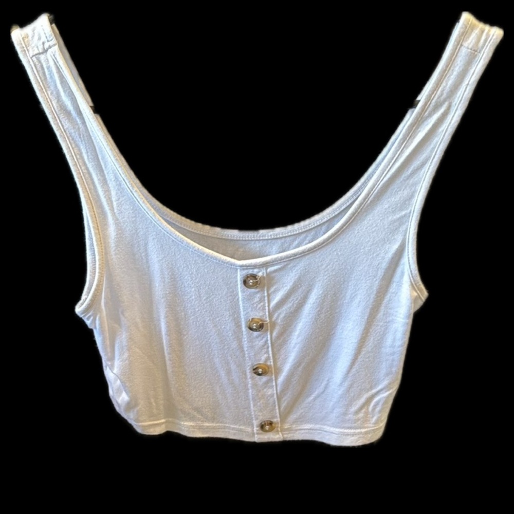White Button-Front Tank Top